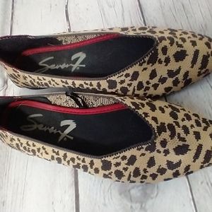 Seven 7 For All Man Kind Flat Leopard Print Knit Shoes Flats Exc Wmns Size 7